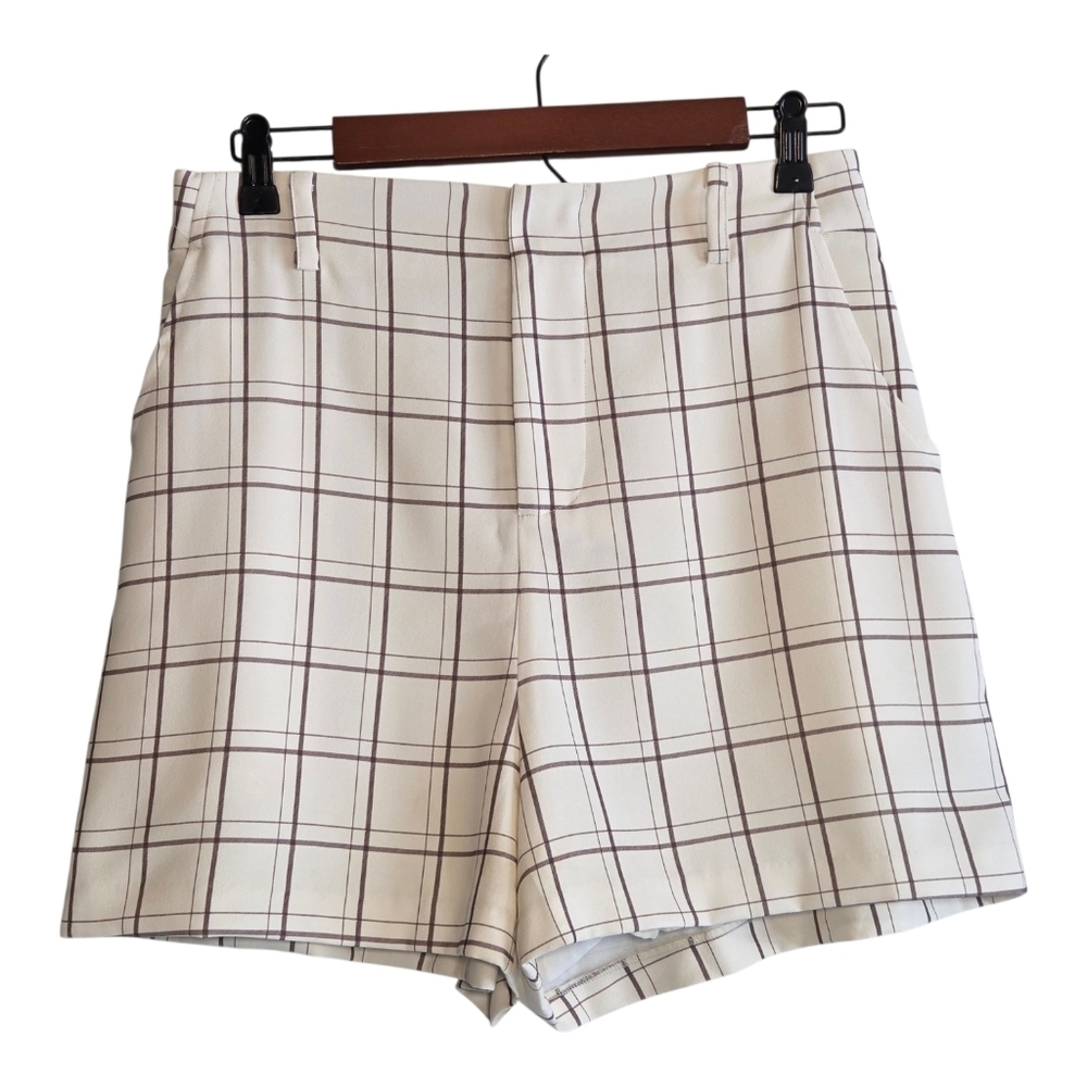 Mare Mare X Anthropologie Plaid High Rise Shorts Summer Date Brunch Elegant Sz M